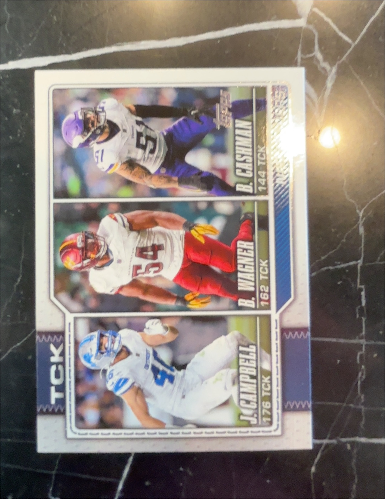 1988 Topps Football NFL Leaders Tackles J. Campbell, R. White, R. Cashill — front