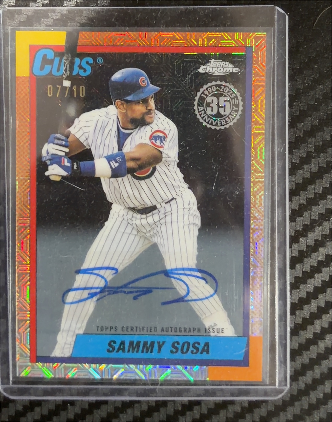 2020 Topps Chrome 1990 Topps Autographs Orange Refractor #90TA-SS Sammy Sosa — front