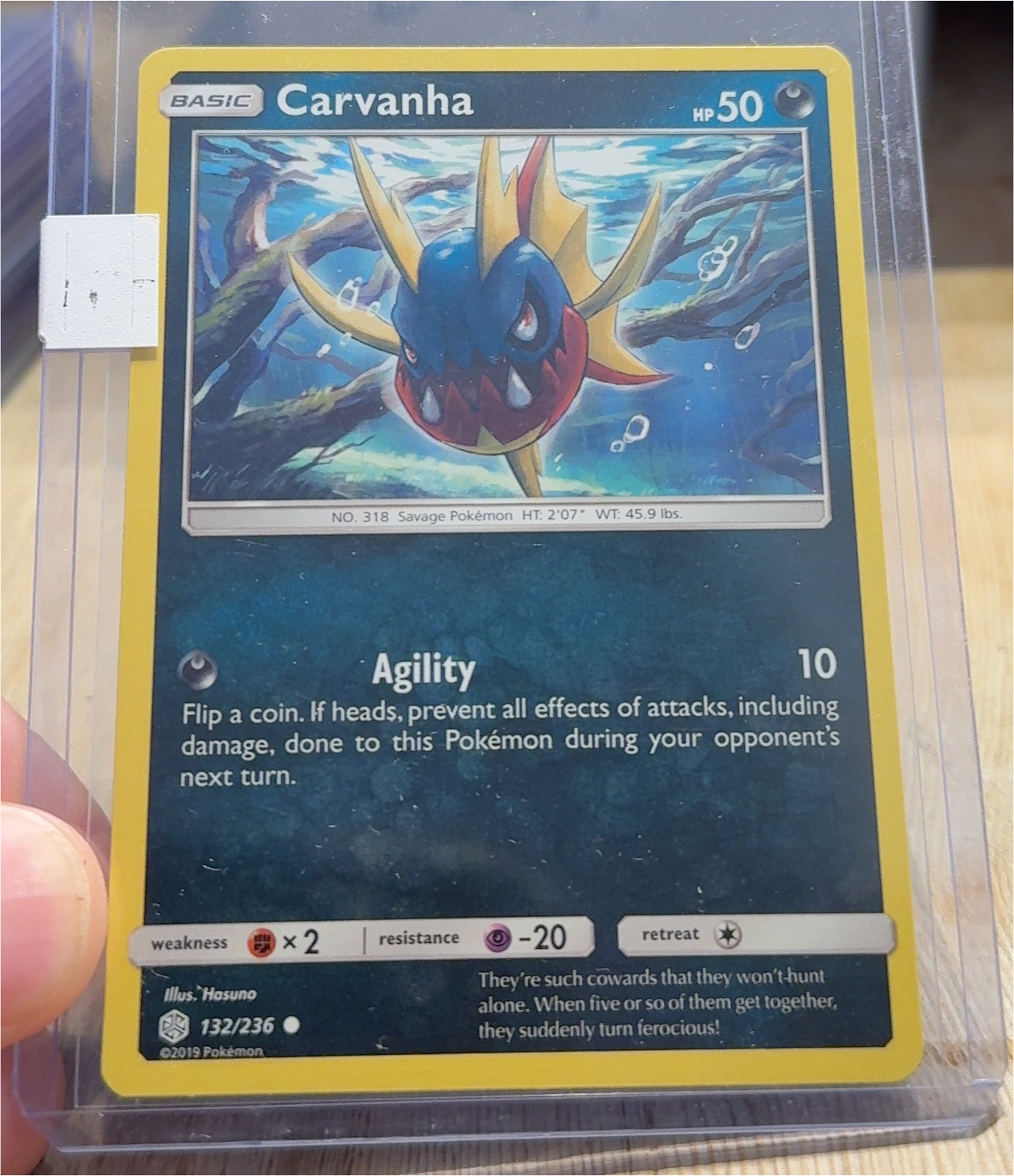 2019 Pokémon Cosmic Eclipse #132 Carvanha — front