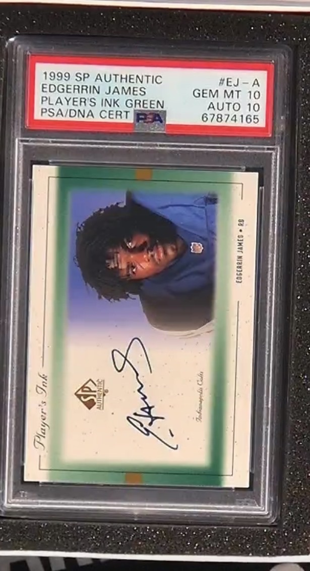 1999 SP Authentic Player's Ink Green #EJ-A Edgerrin James — front