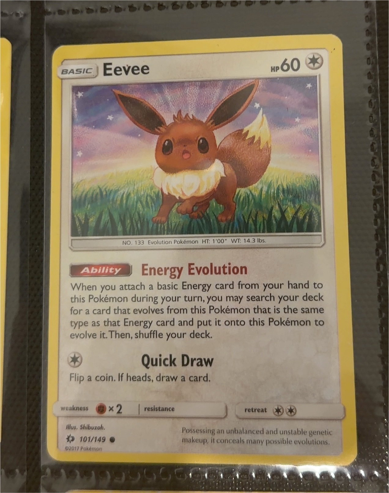 2017 Pokémon Sun & Moon Base Set #101 Eevee — front