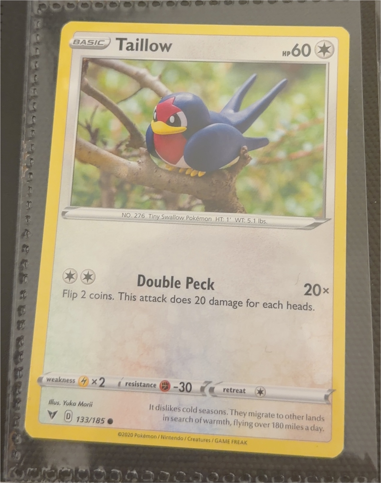 2020 Pokémon Darkness Ablaze #133 Taillow — front