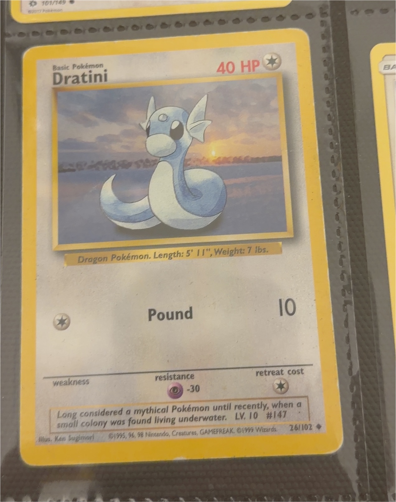 1999 Pokémon Base Set #26 Dratini — front
