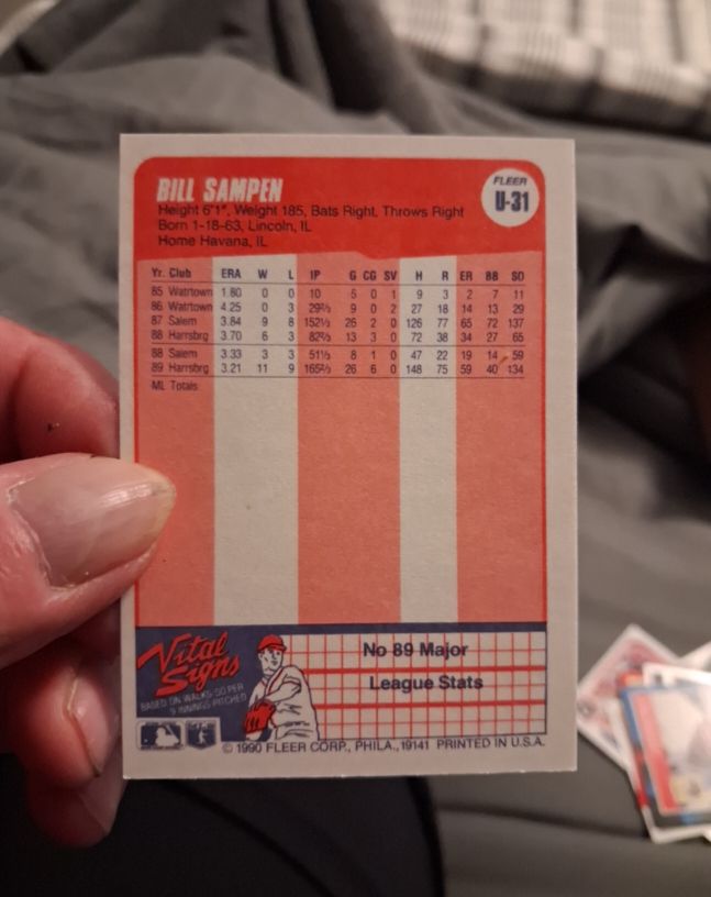 1990 Fleer Update #U-31 Bill Sampen — front
