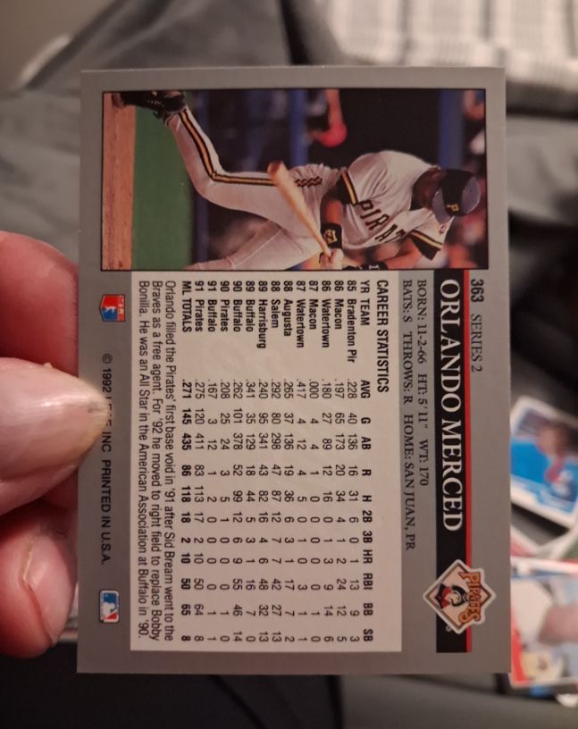 1992 Topps #363 Orlando Merced — front