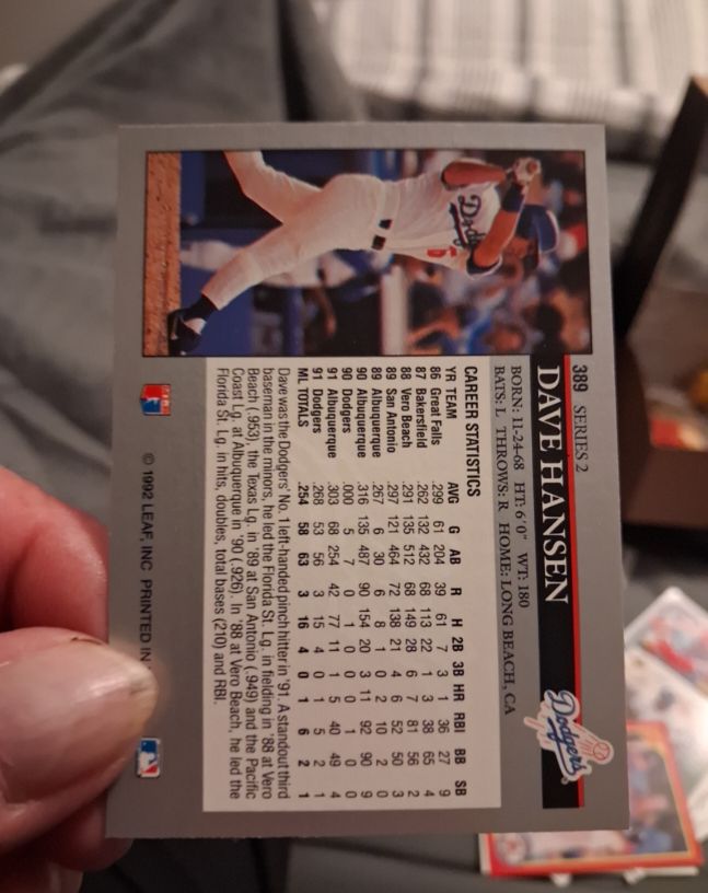 1992 Leaf #388 Dave Hansen — front