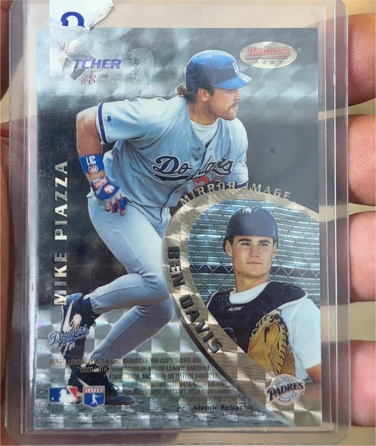 1997 Bowman's Best Mirror Image Atomic Refractor #3 Mike Piazza / Ben Davis — front