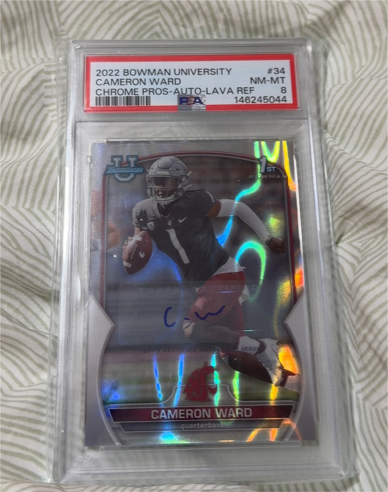 2022 Bowman University Chrome #34 Cameron Ward Lava Refractor Autograph — front