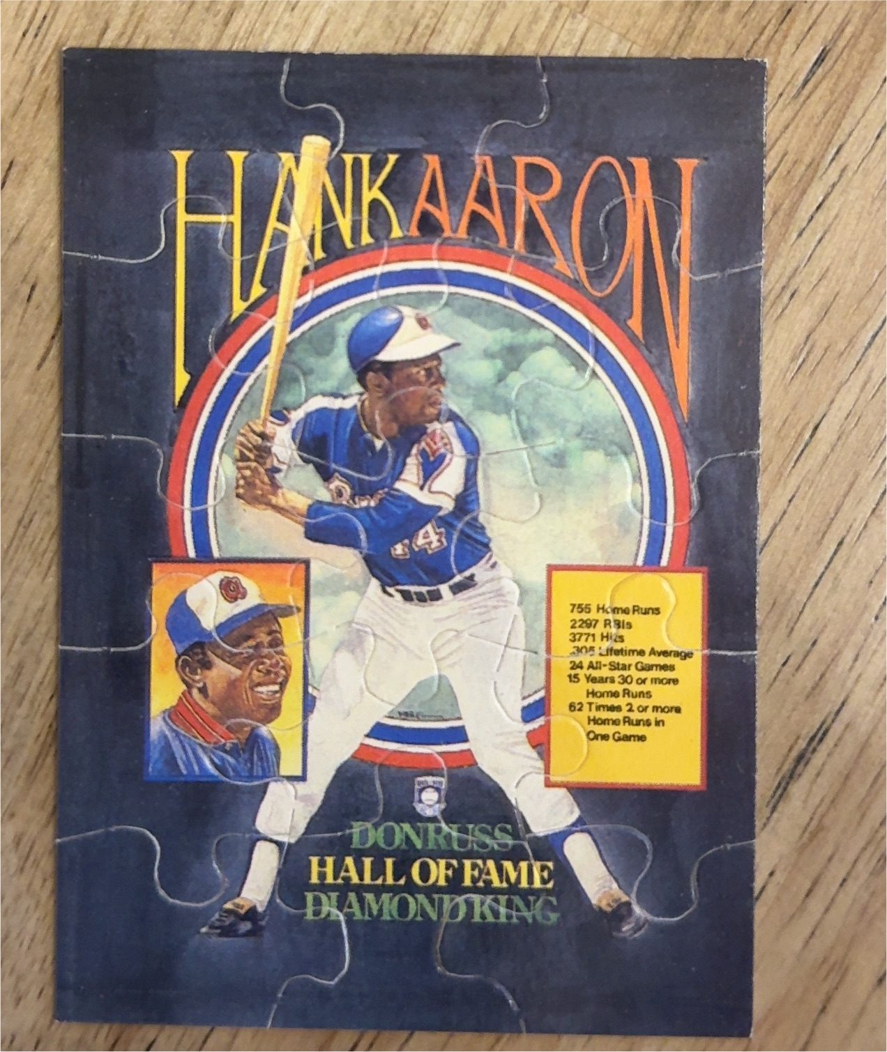 1984 Donruss Hall of Fame Diamond Kings Hank Aaron Puzzle — front