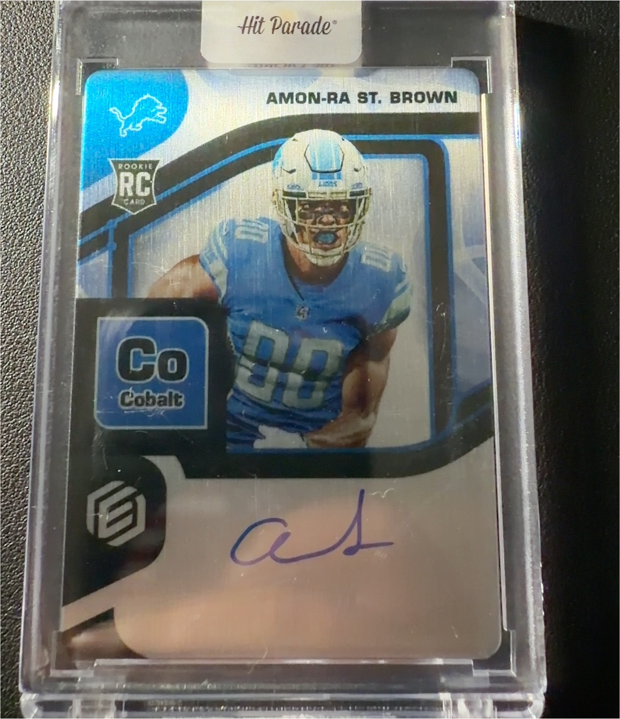 2021 SAGE Hit Premier Draft Autographs Cobalt A-ASB Amon-Ra St. Brown — front