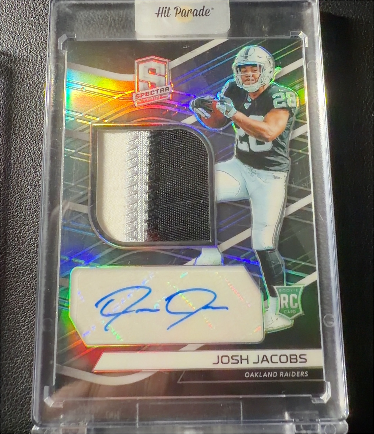 2019 Panini Spectra Rookie Patch Autographs Josh Jacobs — front