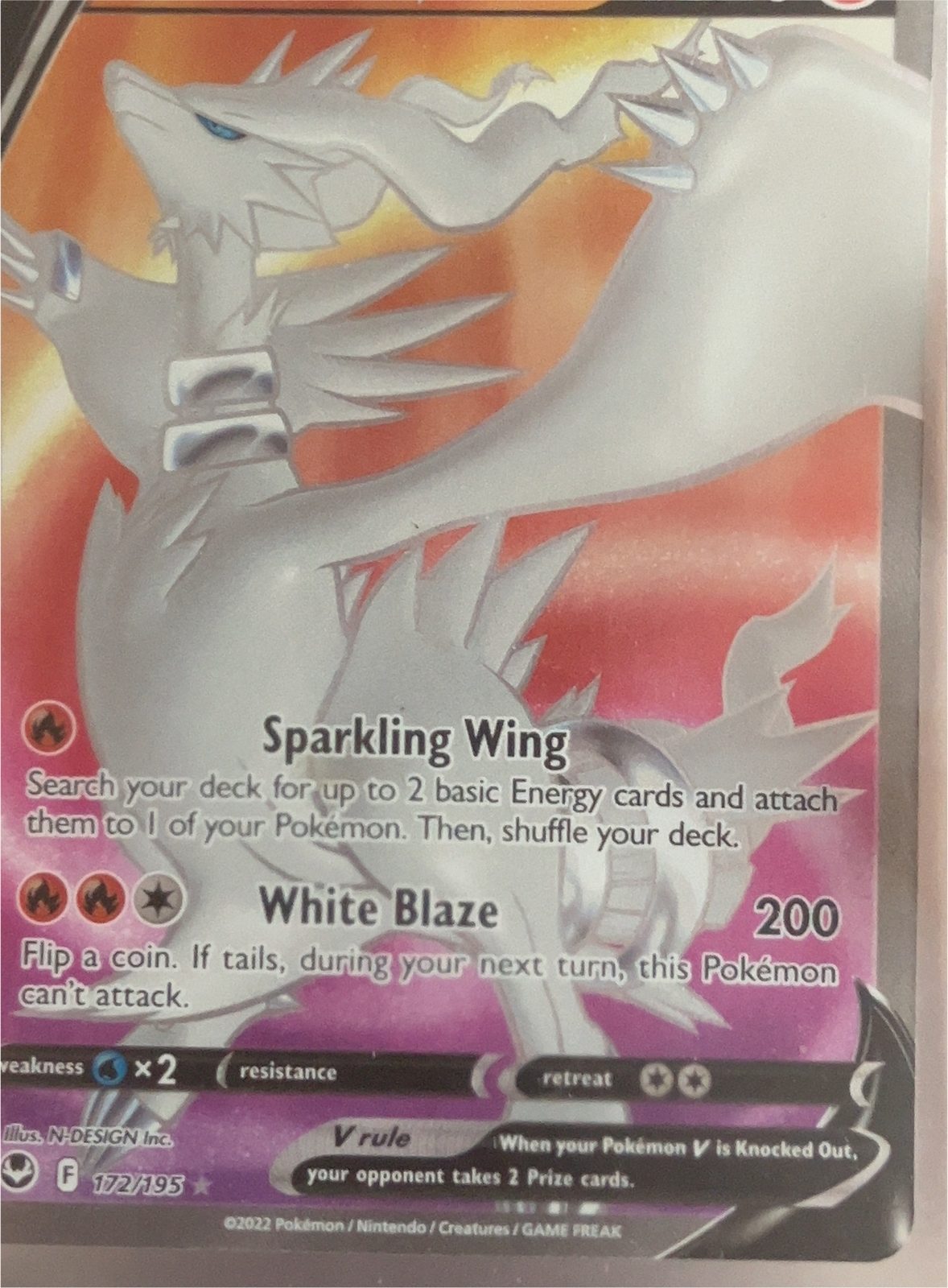 2022 Pokémon Sword & Shield—Silver Tempest #172 Reshiram V — front