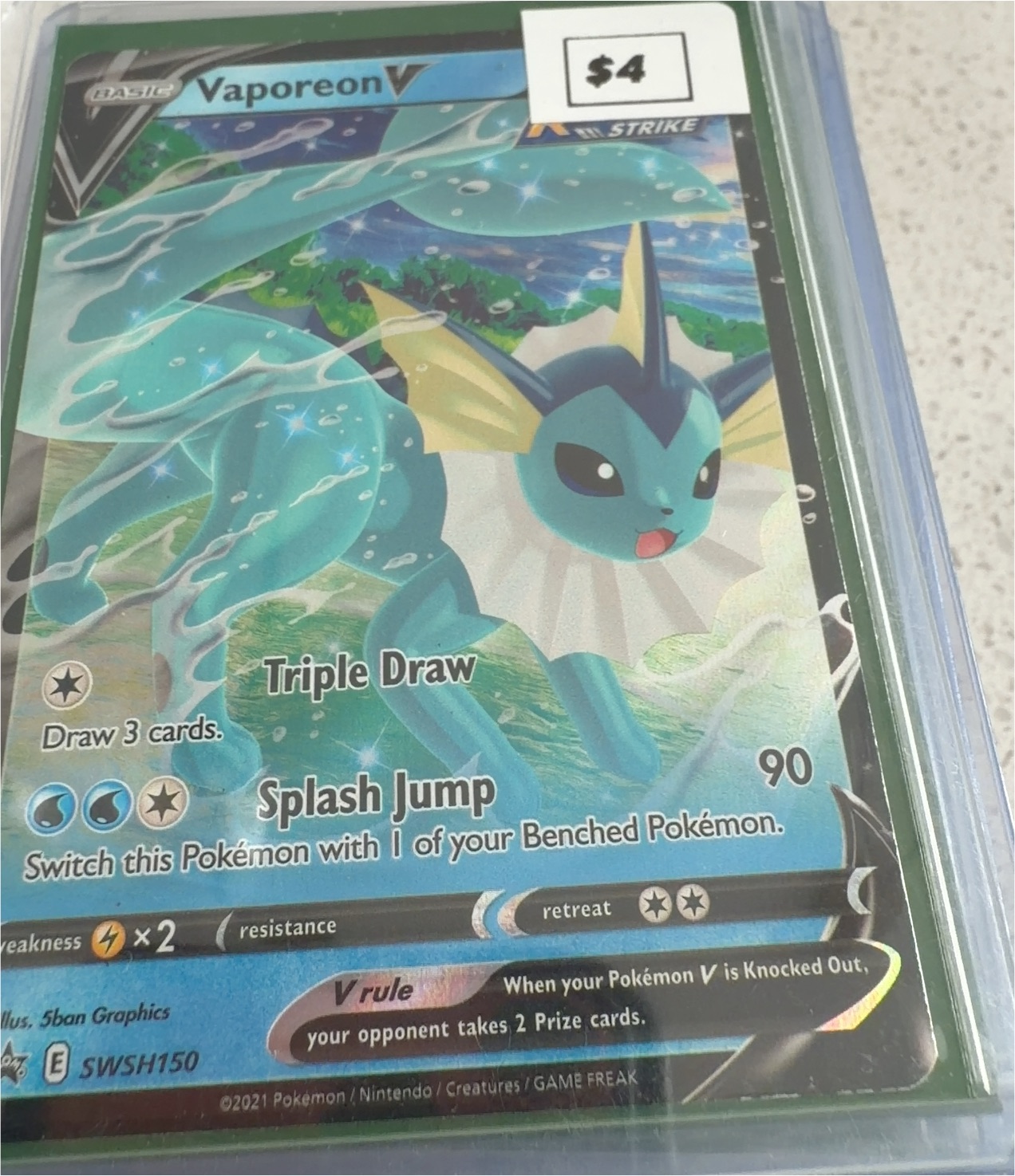 2021 Pokémon SWSH150 Vaporeon V — front