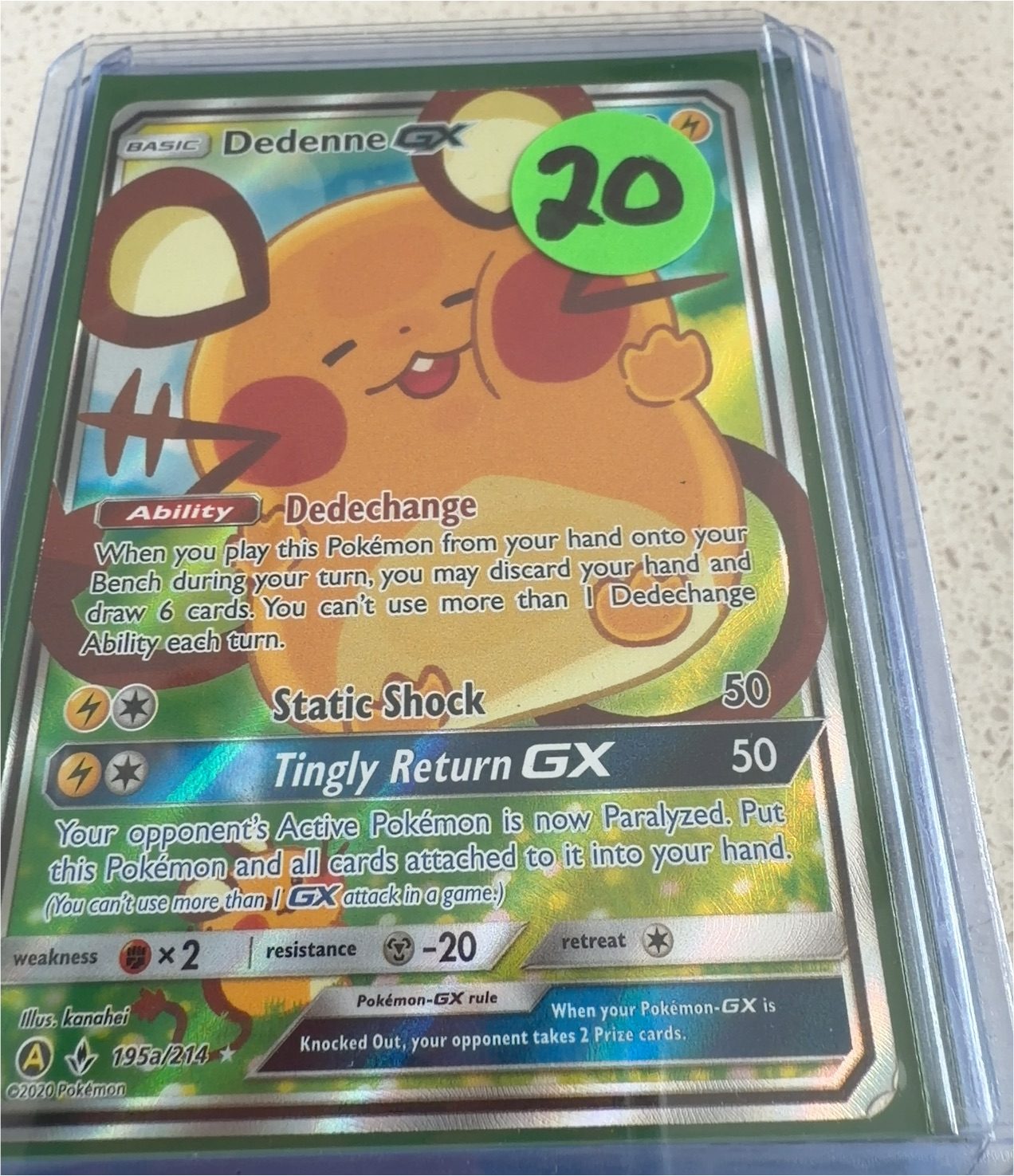 2020 Pokémon TCG #195a Dedenne GX — front