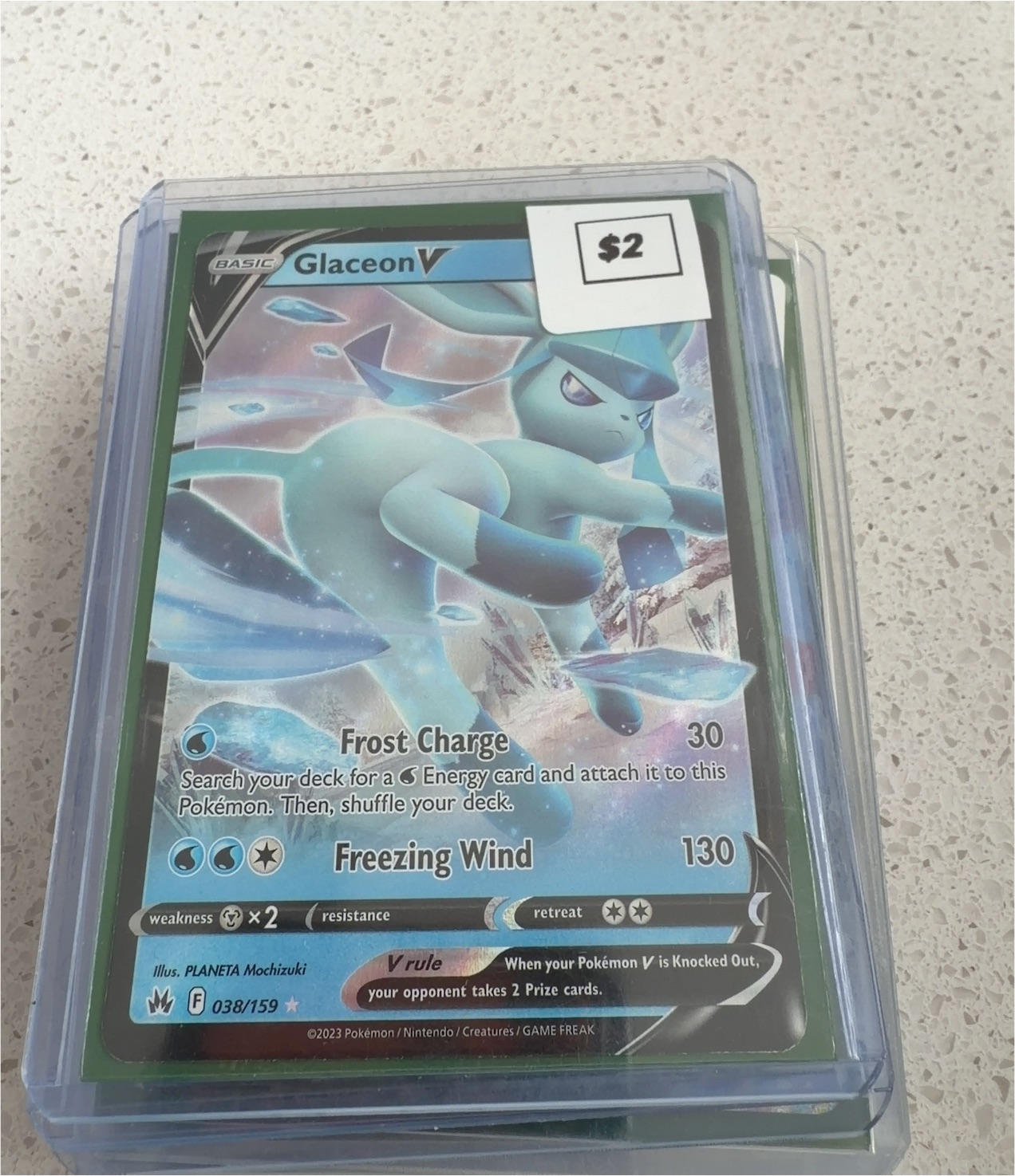 2023 Pokémon TCG Crown Zenith #038 Glaceon V — front