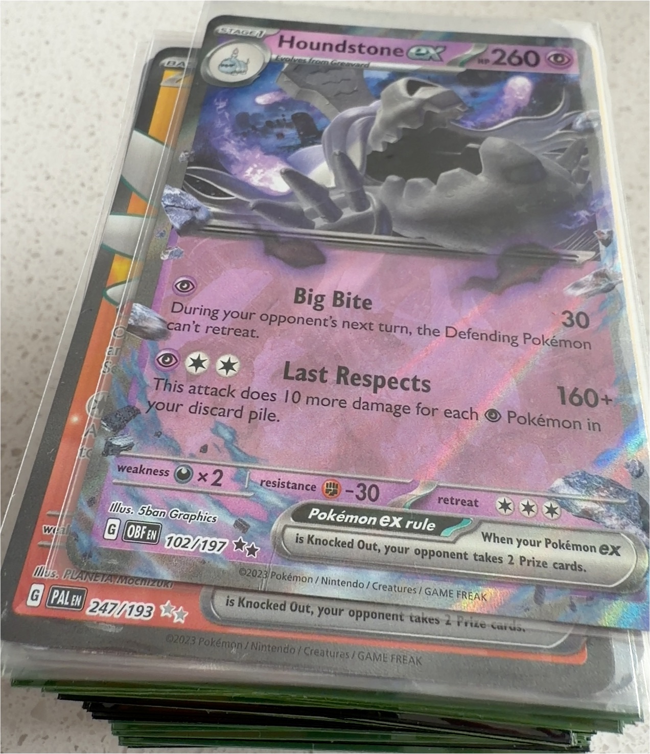2023 Pokémon SV03: Obsidian Flames #102 Houndstone ex — front