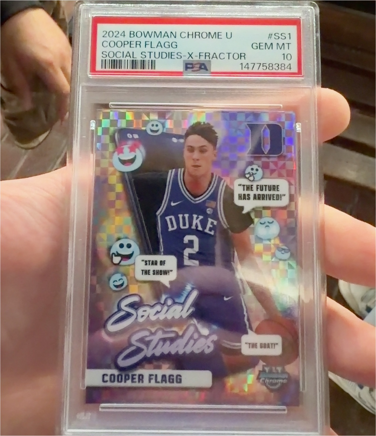 2024 Bowman Chrome U #SS1 Cooper Flagg Social Studies X-Fractor — front