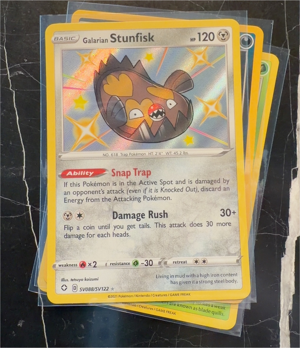 2021 Pokémon Shining Fates #SV088 Galarian Stunfisk — front