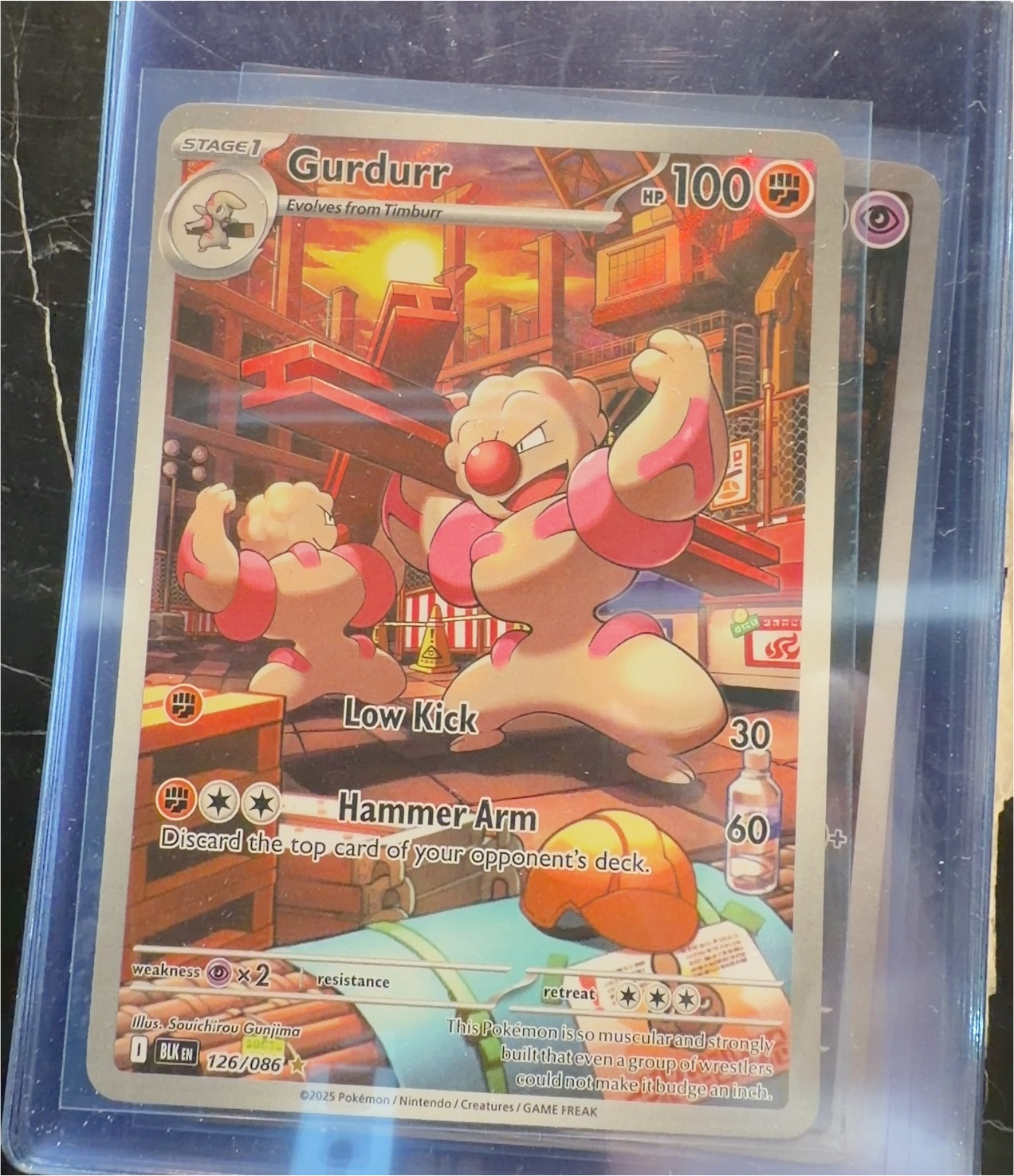 2025 Pokémon Black Lightning #126 Gurdurr — front