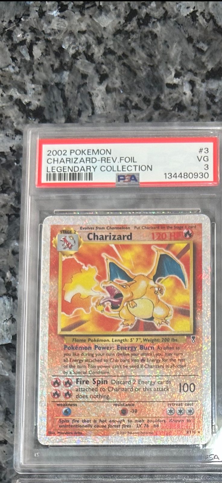 2002 Pokémon Legendary Collection #3 Charizard Reverse Holo — front