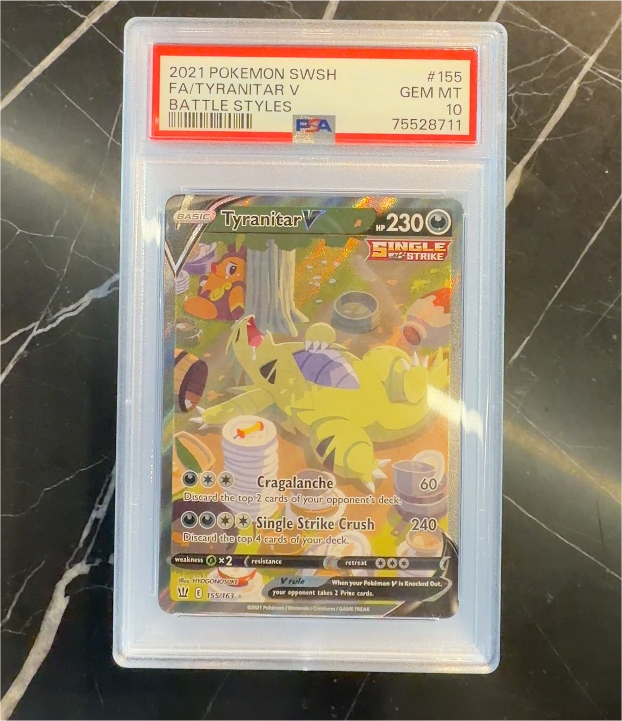 2021 Pokémon SWSH Battle Styles #155 Tyranitar V — front