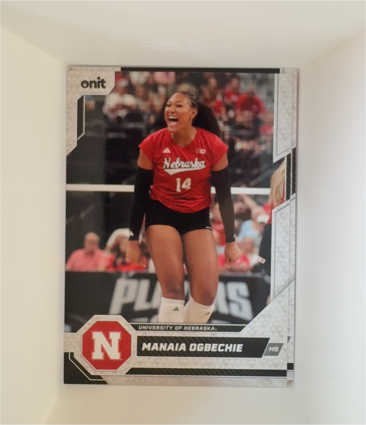 2026 Onit Nebraska Cornhuskers Volleyball Manaia Ogbechie #B-15 — front