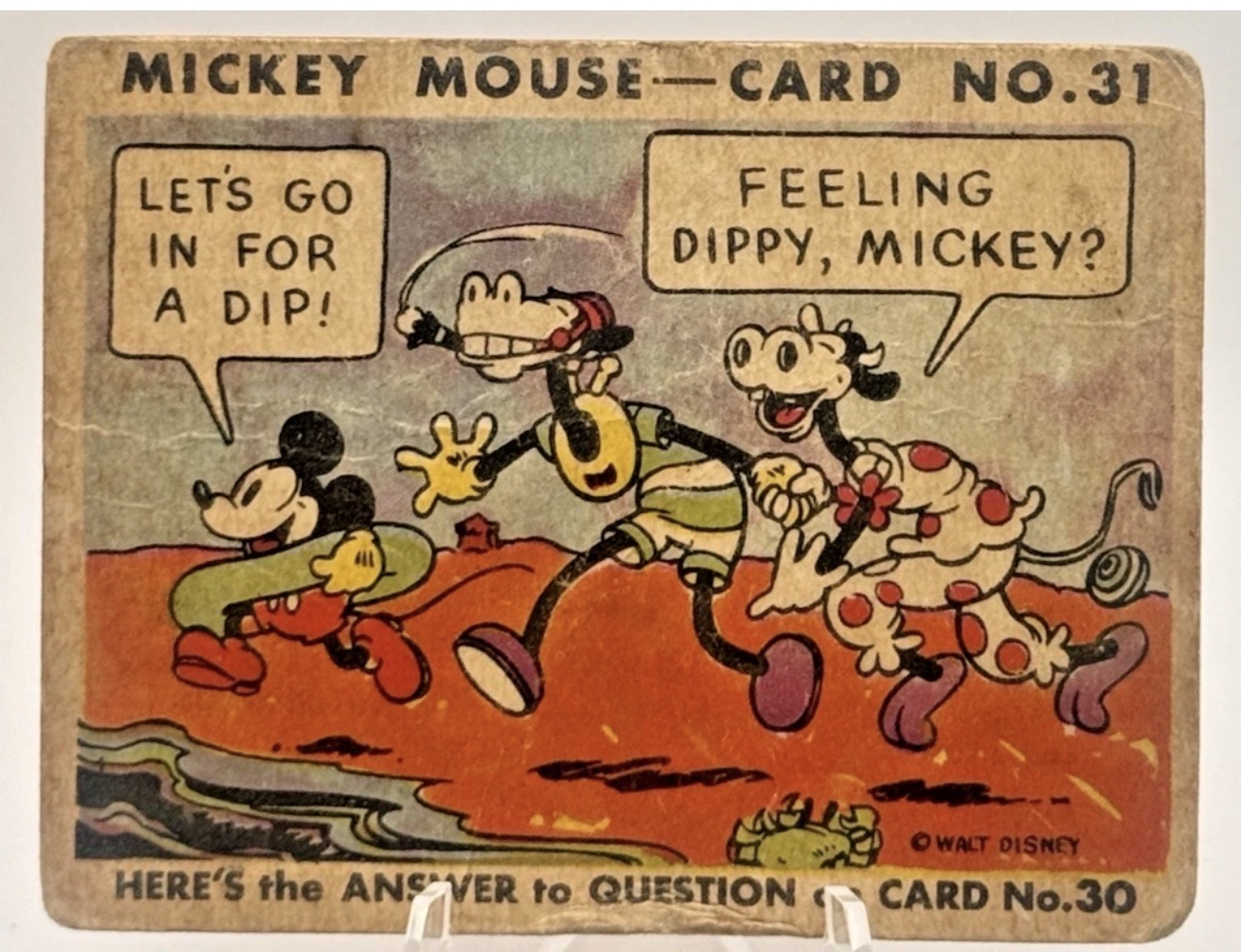 1935 Mickey Mouse Bubble Gum Card No. 31 — front