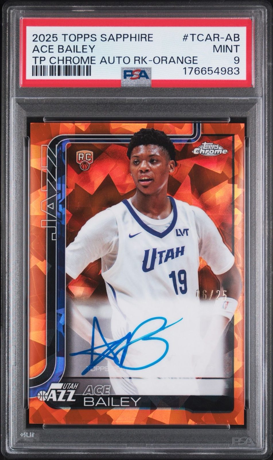 2025 Topps Chrome Sapphire Autograph Rookie #TCAR-AB Ace Bailey — front