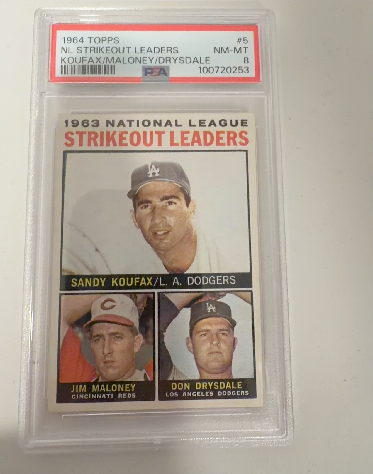 1964 Venezuela Topps #5 NL Strikeout Leader — front