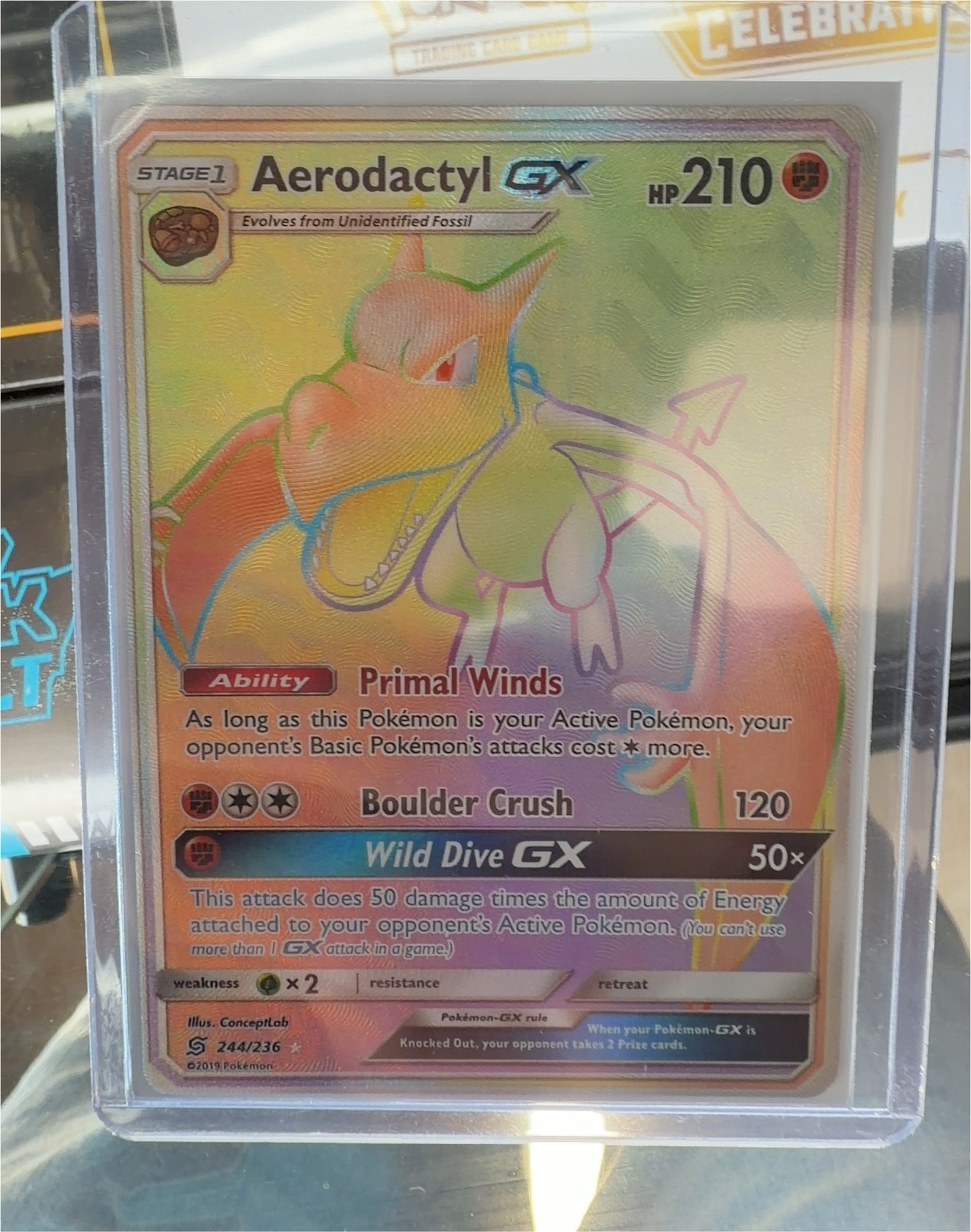 Pokemon Unified Minds #244 Aerodactyl GX — front