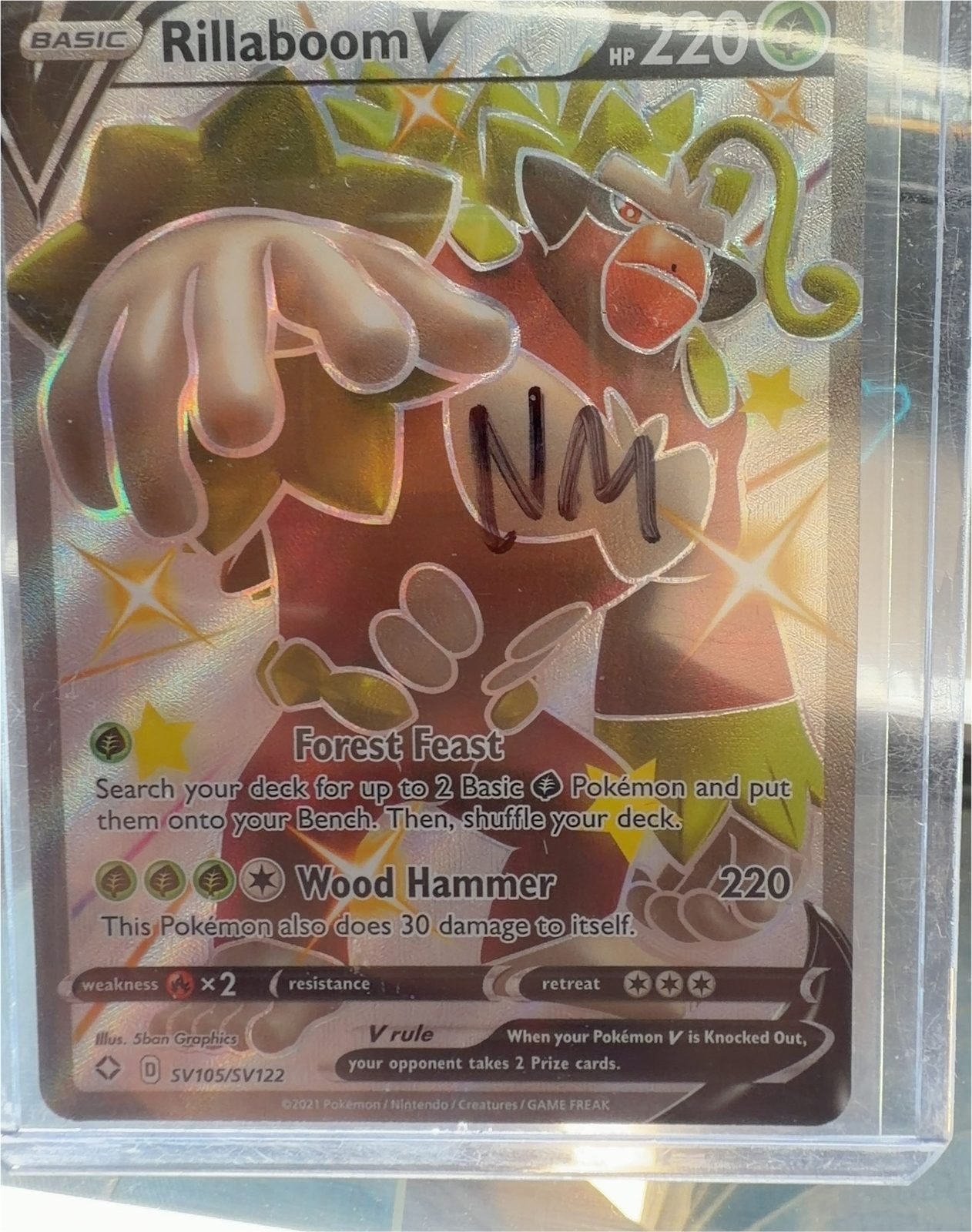 Pokemon Shining Fates #SV105 Rillaboom V — front