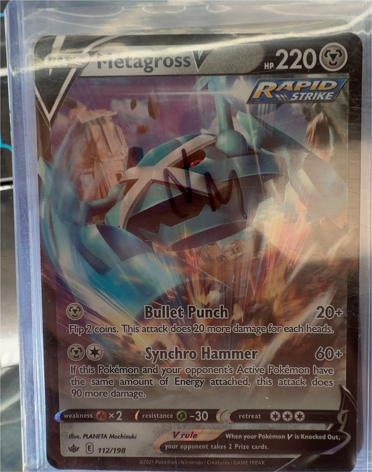 Pokemon Chilling Reign #112 Metagross V — front