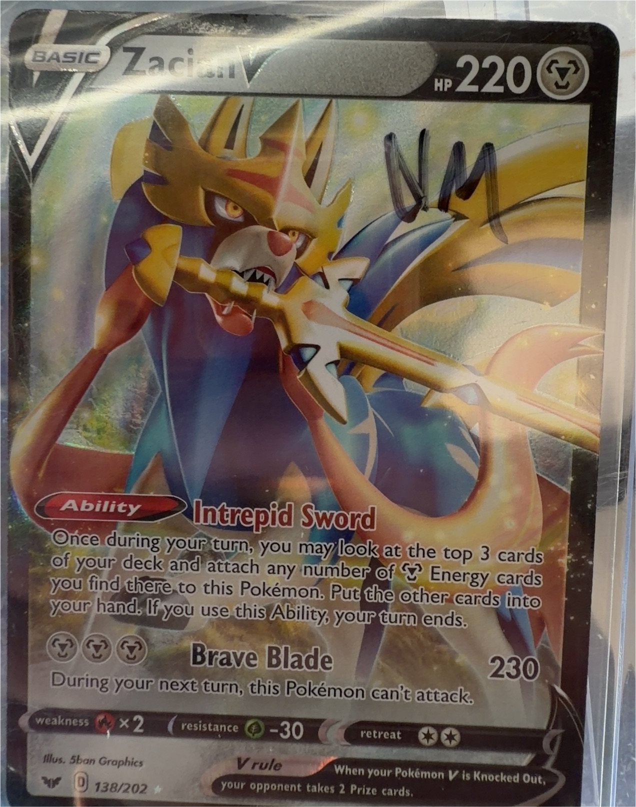 Pokemon Sword & Shield #138 Zacian V — front