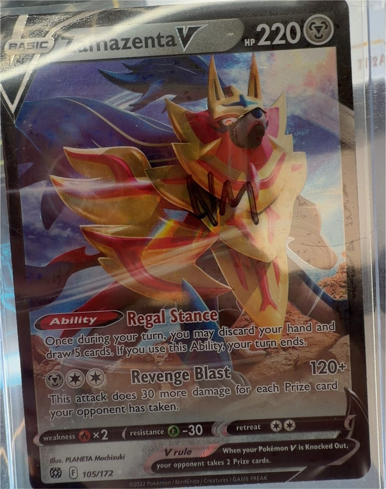 Pokemon Brilliant Stars #105 Zamazenta V — front