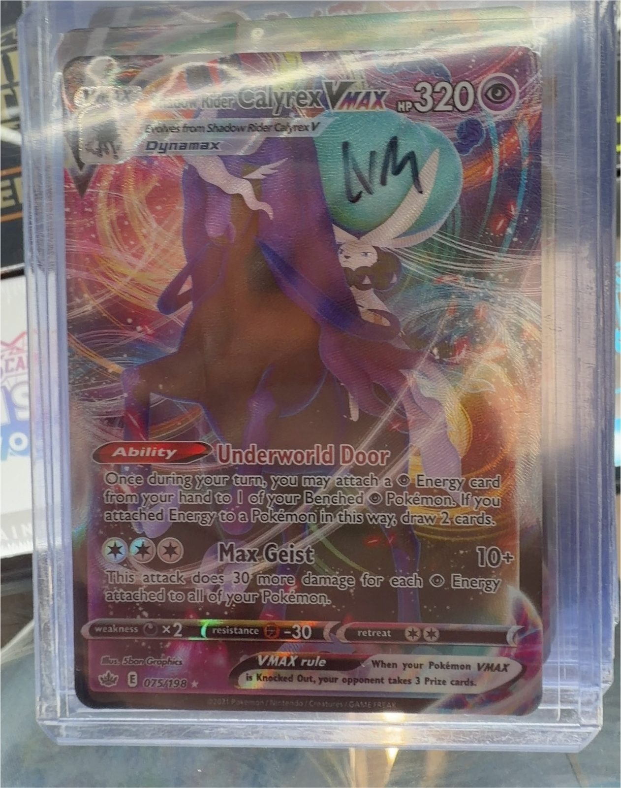 Pokemon Chilling Reign #75 Shadow Rider Calyrex VMAX — front