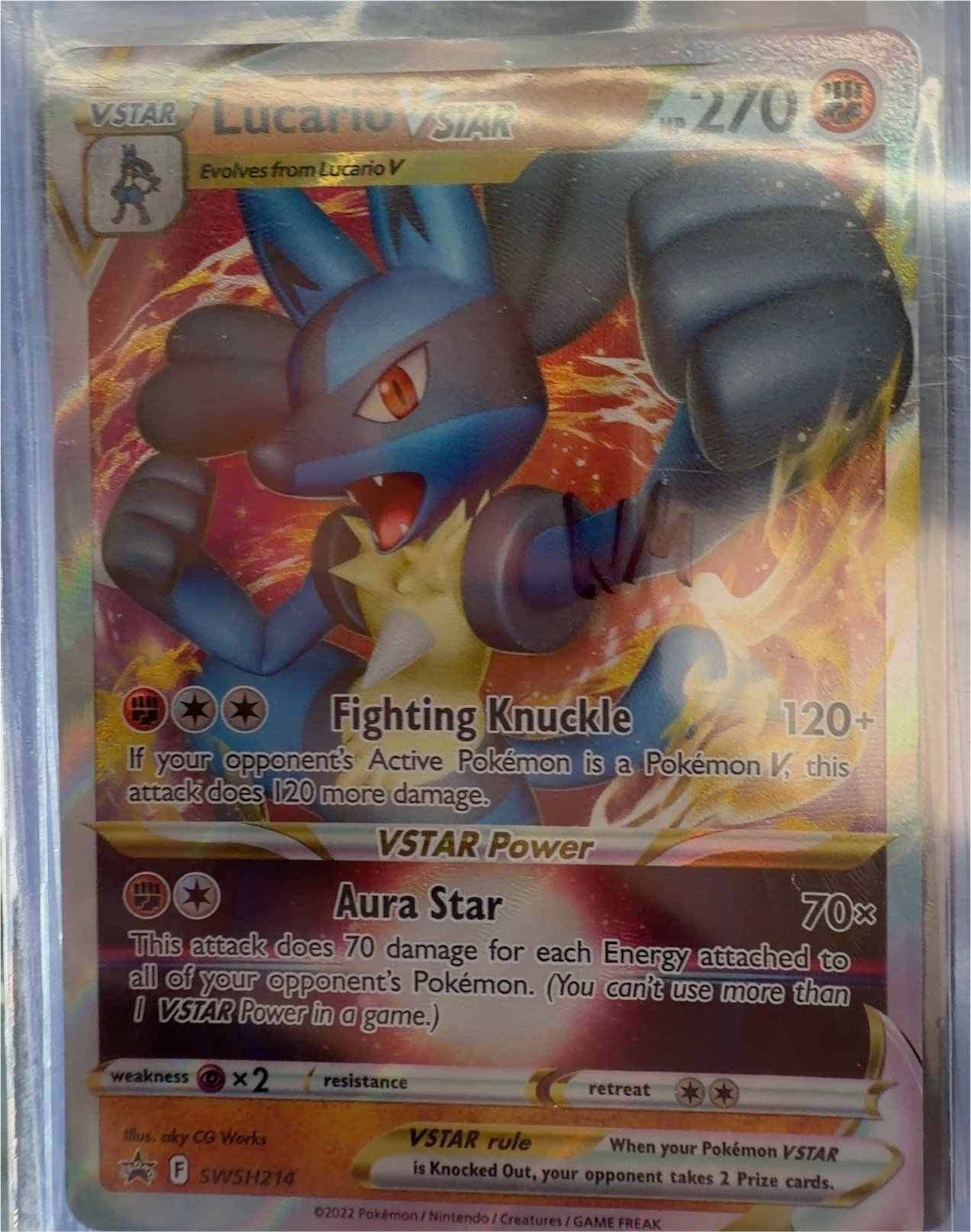 Pokemon Sword & Shield #SWSH214 Lucario VStar — front