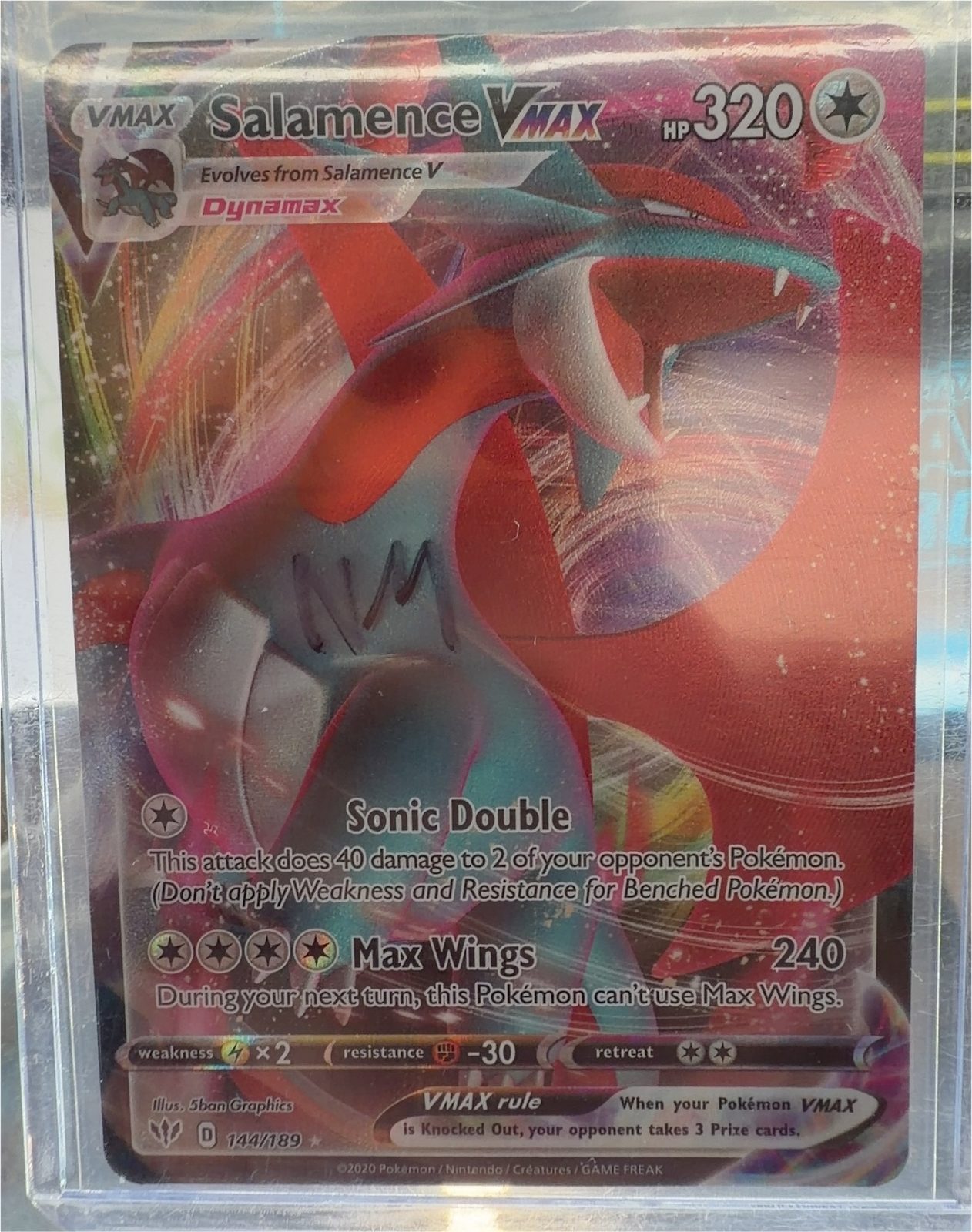 Pokemon Darkness Ablaze #144 Salamence VMAX — front