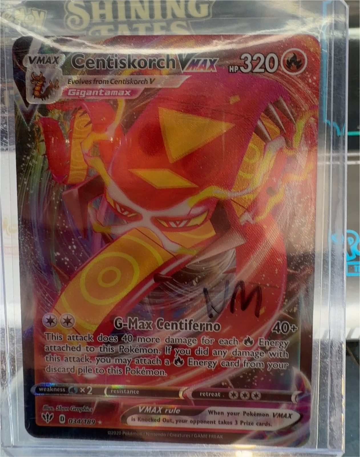 Pokemon Darkness Ablaze #34 Centiskorch VMAX — front
