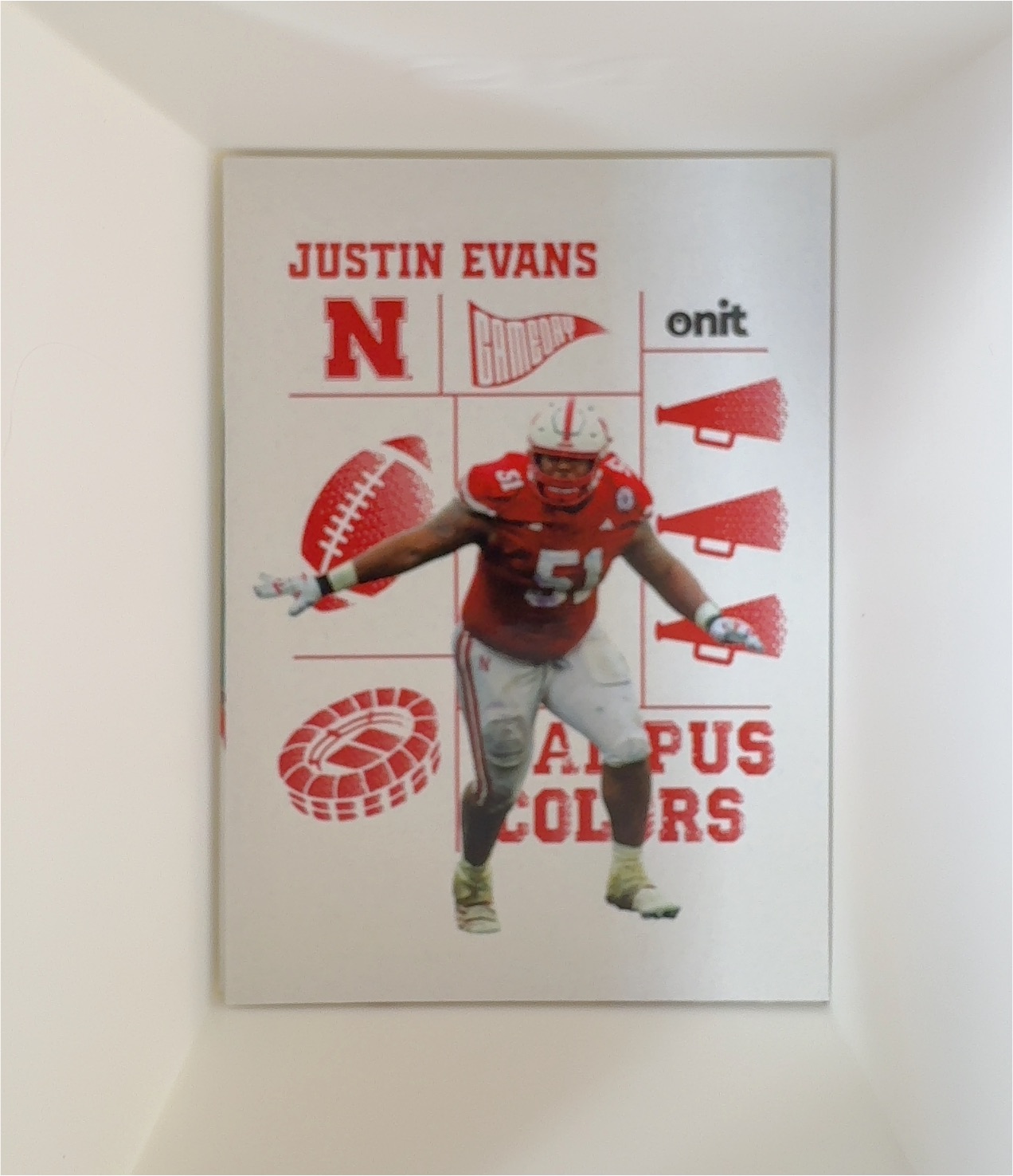 2025 ONIT Nebraska Cornhuskers Campus Colors Foil Justin Evans #CC-7 — front