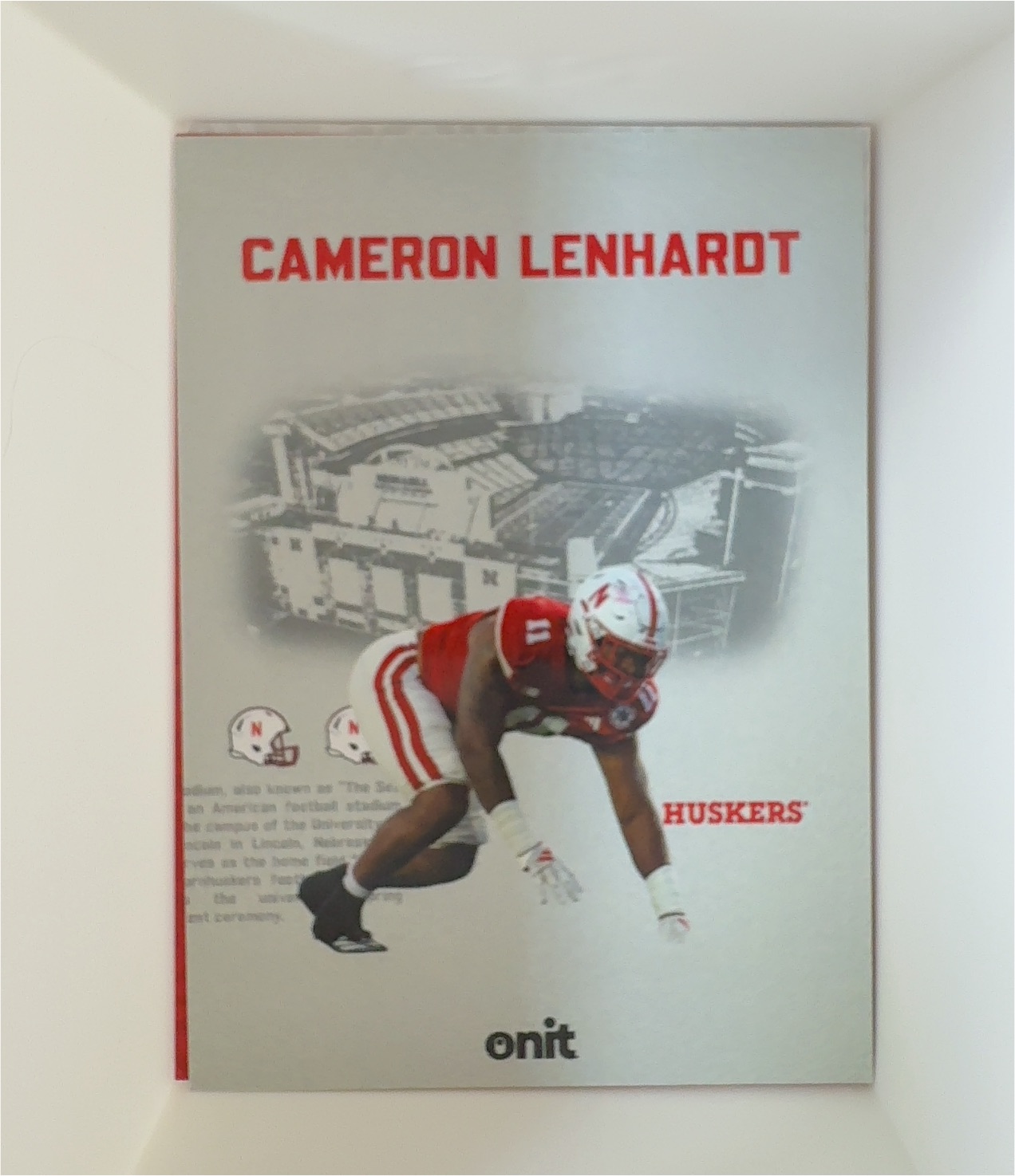 2025 Onit Nebraska Cornhuskers Vestige Raised #VS-1 Cameron Lenhardt — front