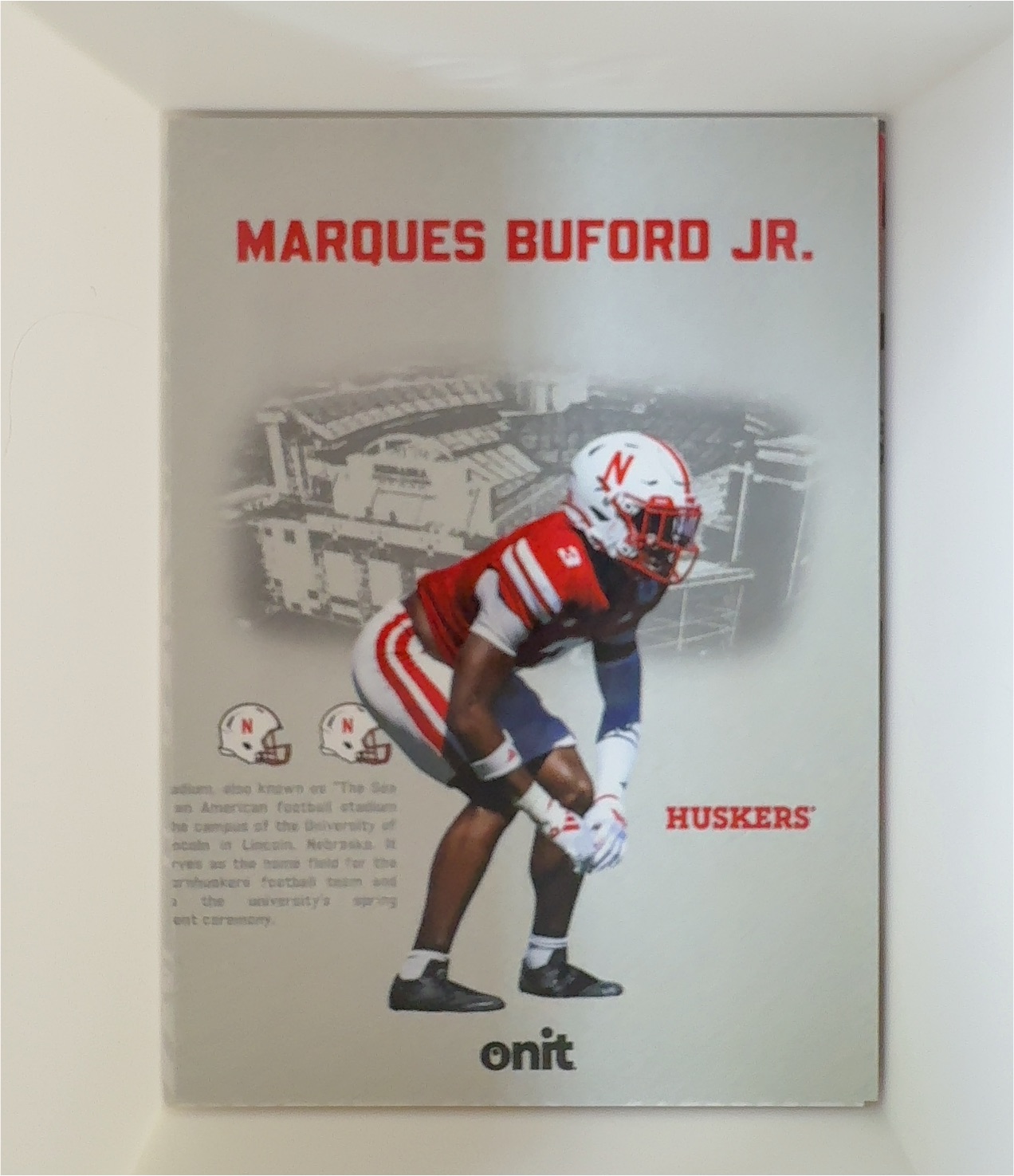 2025 Onit Athlete Nebraska Cornhuskers #VS-10 Marques Buford Jr. — front