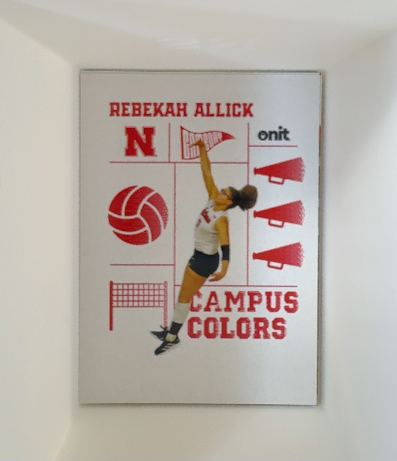 2025 Onit Nebraska Cornhuskers Volleyball Campus Colors Insert CC-12 Rebekah Allick — front
