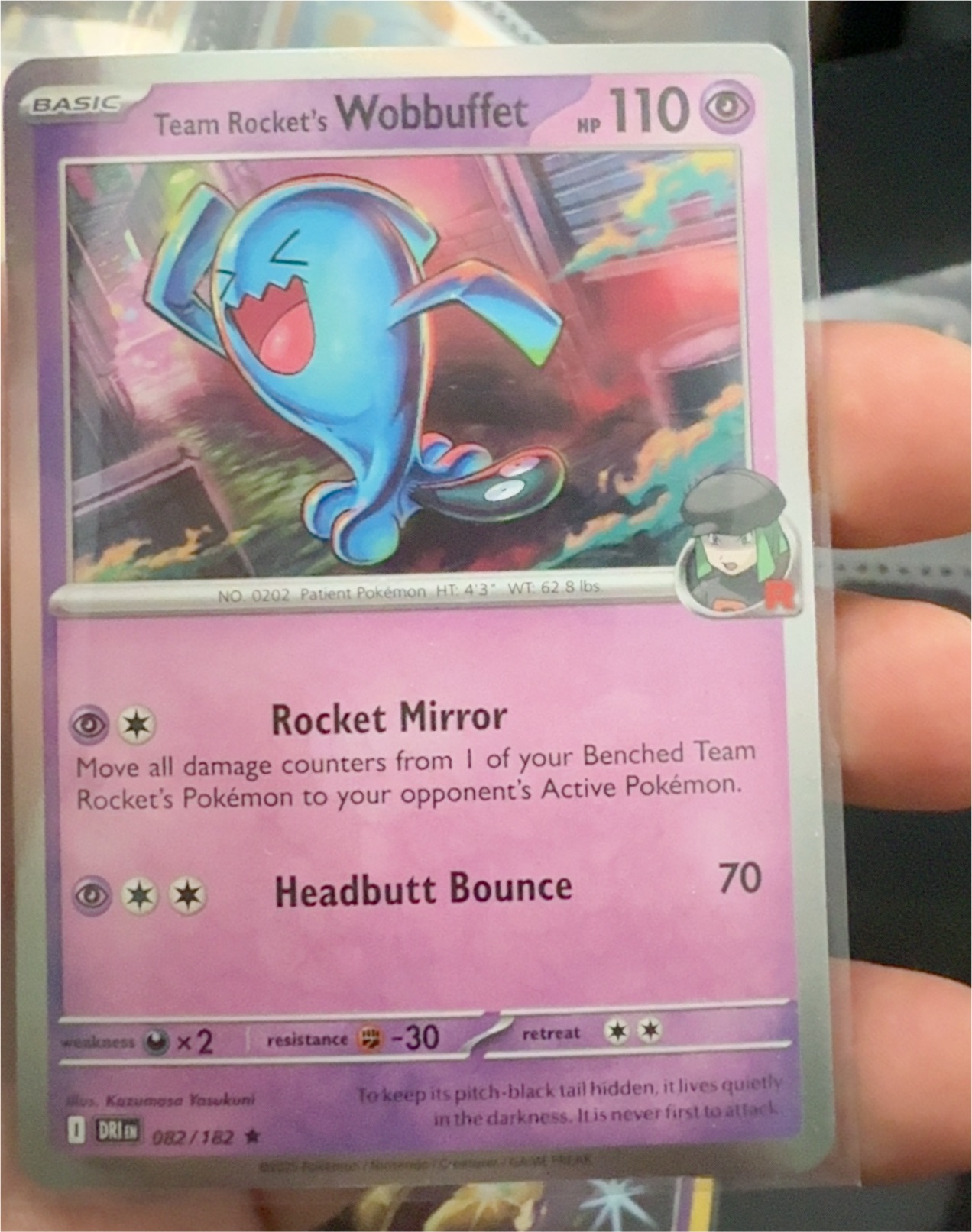 Pokemon Destined Rivals #82 Team Rocket's Wobbuffet — front