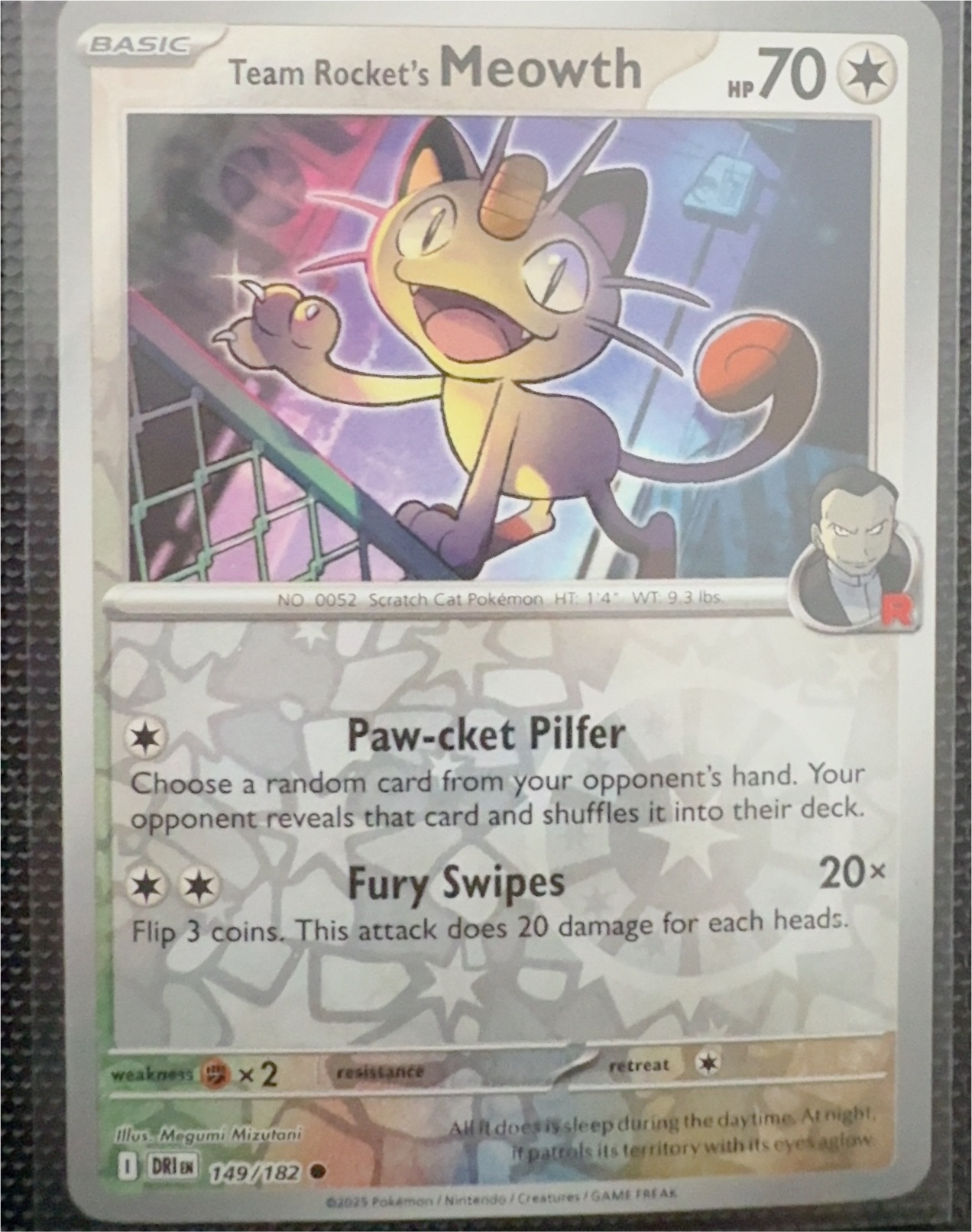 Pokemon Destined Rivals #149 Team Rocket's Meowth — front