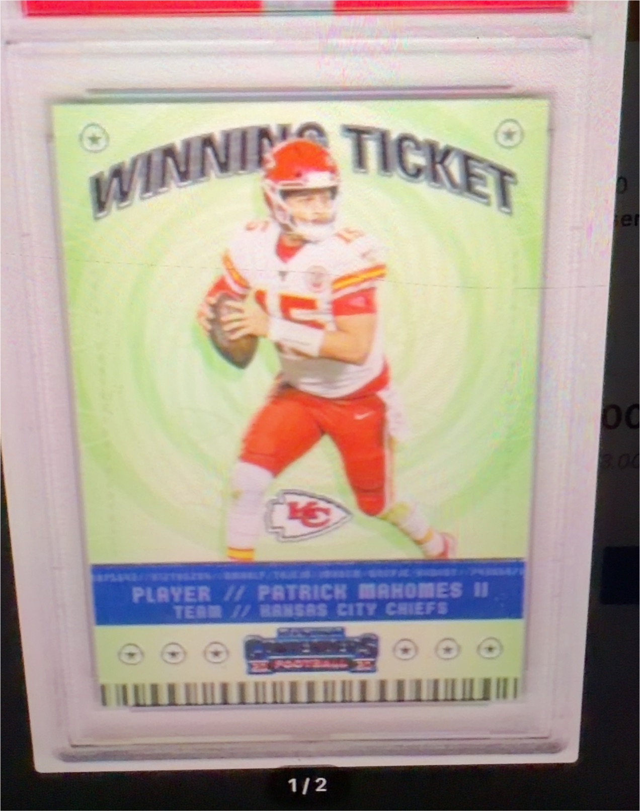2020 Panini Contenders Winning Ticket #WT1 Patrick Mahomes II — front