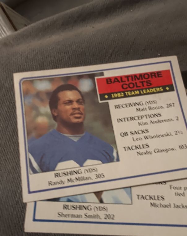 1983 Topps #208 Randy McMillan: Colts Team Leaders — front