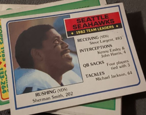 1983 Topps #383 Sherman Smith: Seahawks Team Leaders — front