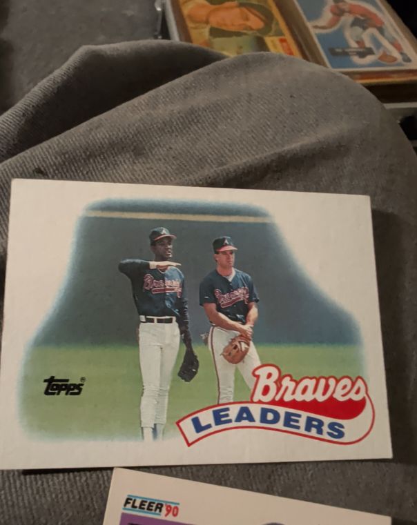 1989 Topps #171 Braves Leaders Andres Thomas Lemke — front