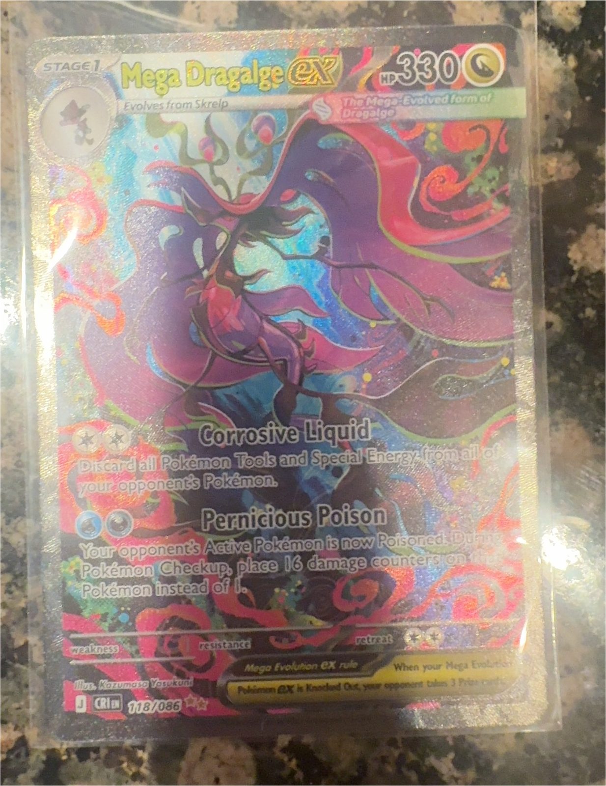Pokemon Chaos Rising #118 Mega Dragalge ex — front