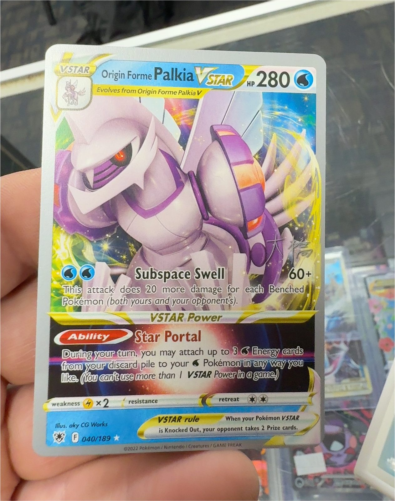 Pokemon Astral Radiance #40 Origin Forme Palkia VSTAR — front